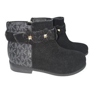 Michael Kors Emma Flora Logo Suede Embellished floral Booties Boots Girl Size 12